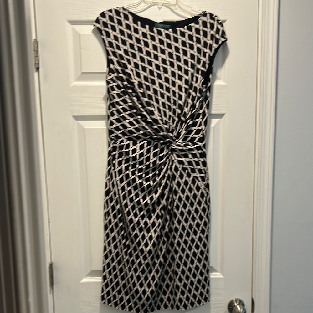 Elegant Black and White Geometric Dress